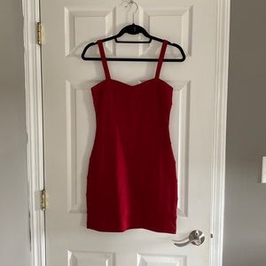 Red strapped short dress